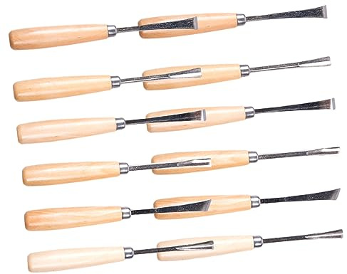 NUOBESTY Set 12 Pezzi Scalpelli per Intaglio in Legno e Acciaio, Strumenti Professionali per Lavorazione Legno e Scultura, Adatti per Artigianato e Incisione su Pelle