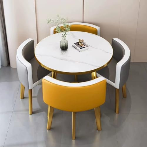 Modernes Büromöbel-Set für kleine Räume, Konferenztisch und Stuhl-Set für 4 Personen, platzsparendes Esszimmer-Set für Büro, Empfangsraum, Lounge-Essentials und Club-Tisch für kompakte Büros