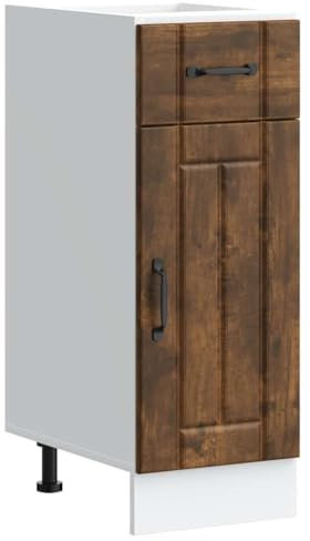 vidaXL Lucca smoked oak engineered wood kitchen base cabinet with adjustable feet - 30x46x81.5 cm - ample storage & durable construction