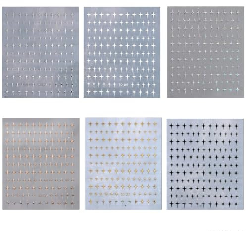 BIRLOZA Set de 6 autocollants pour ongles,Pierres scintillantes et strass autocollants, Rhinestones Nail Sticker, Accessoires Nail Design, Parfait pour le Nail Art