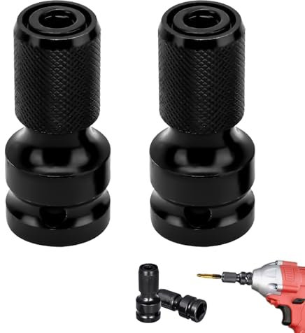 2 Pezzi Adattatori con Attacco da Quadrello da 1/2” a Esagonale da 1/4”, Adattatore per Bussole Avvitatore a Percussione a Impulsi, Convertitore per Trapani e Cacciaviti Saldatura, con Sgancio Rapido