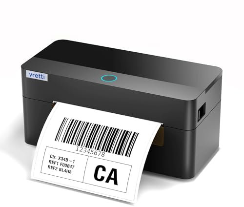 vretti DHL Etikettendrucker Bluetooth,Thermodrucker 4x6 Label Printer,Versandetiketten Drucker,Thermo-Etiketten-drucker für Barcode, Amazon, Etsy, Shopify, DHL, FedEx, UPS.