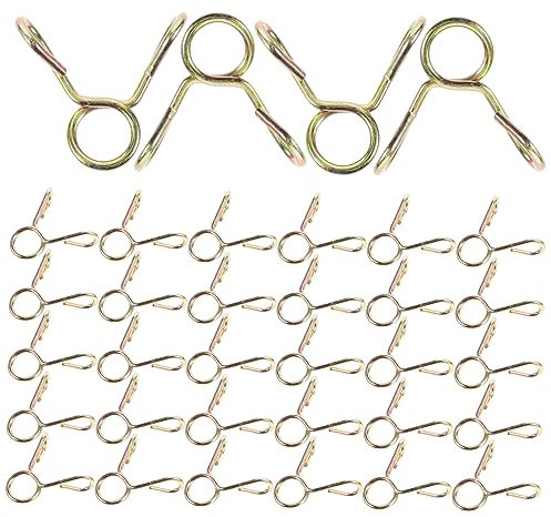 Operitacx 100 Stück Schlauchschellen Befestigungselement Schlauchleitung Rostfreier Schlauchclip Gartendraht Einstellbare Spannung Trocknerschlauch Rohrschellen Federklemmen