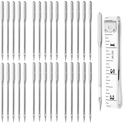 Qianyu 90 Pcs Universal Sewing Machine Needles Sizes 90/14 100/16 110/18 Heavy Duty Point Machine Needle for Thick Fabric Including Canvas Leather Embroidery Jeans