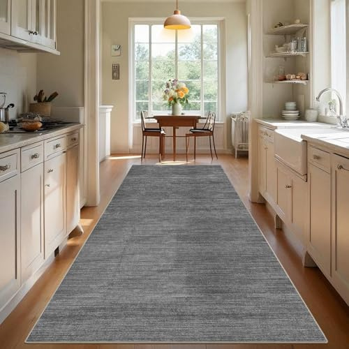 TEHWDAIYOU Alfombra de Pasillo y Cocina Lavable Antideslizante Alfombra Corredor Tapete Larga Alfombra para Pasillos Felpudo Entrada Lavadero 50 x 160 cm Moqueta por Metros Alfombra Cocina Gris