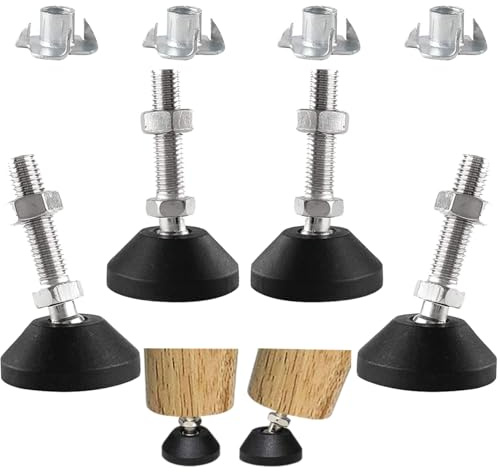 Uni-Fine - Pies de nivelación M12 x 50 x 40 mm de diámetro, puede soportar 500 kg, pie nivelador, patas ajustables para muebles, patas ajustables en altura