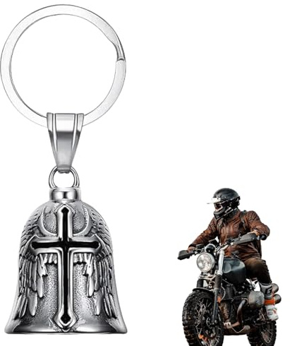 Guardian Bell Motorrad Glocke Glücksbringer,Biker Bell Motorrad Glöckchen,Edelstahl Motorradglocke,Biker Glocke Glücksbringer,Motorradglocke Schlüsselanhänger für Segne Frieden