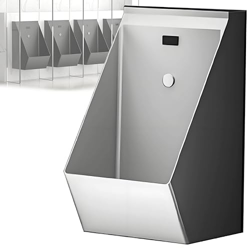 PioMue Urinarios de Acero Inoxidable 304, urinarios con Sensor de Pared, urinarios comerciales antiolor para y Adultos, para Uso en hogares, hoteles y Bares públicos. Silver