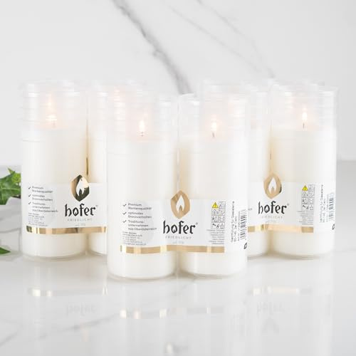 HOFER Lot de 10 recharges pour bougie funéraire en verre - L'original | Bougies de deuil | Bougie funéraire | Bougie de cimetière | Bougies pour décoration funéraire et décoration funéraire