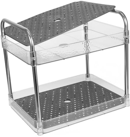 VALICLUD Estantes de Cocina Escurridor de Platos de Dos Soporte para Cubiertos Tapas y Platos Transparente para Cocina