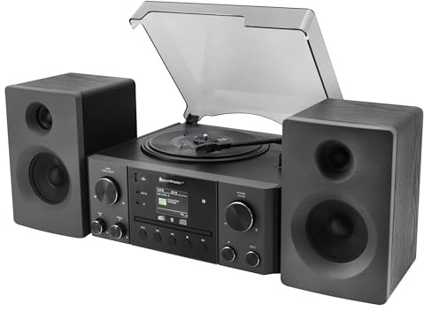 Soundmaster MCD1950SW impianto stereo con giradischi DAB+ lettore CD USB MP3 Bluetooth codifica digitalizzazione 75 Ohm connettore antenna