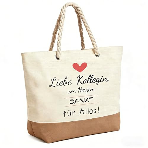 TCRZHHRX Abschiedsgeschenk Kollege: jutetasche mit Dankesspruch Lieber Kollege - Baumwoll-Shopper umweltfreundlich schultertaschen mit Jute-Henkel, perfekt Geburtstags Dankesgeschenk