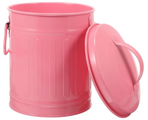 DIYEAH Cestino Spazzatura in Metallo con Coperchio Bidone da Tavolo Vintage Resistente in Ferro per Ufficio Cucina e Camera Design Apertura Ampia e Manico Facile da Sollevare