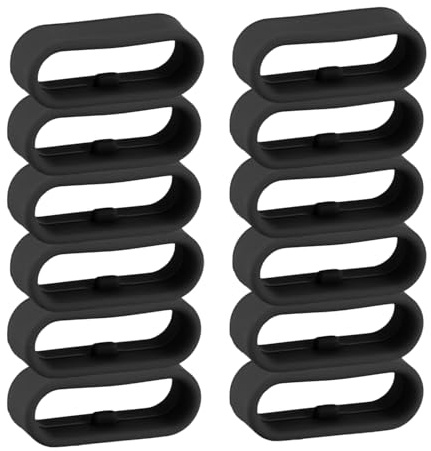 Tinoaly 12pcs Anneaux de Fixation en Silicone pour Magic Band+ 2.0 et Autres Bracelets, Boucles de Fixation Sécurisées et Protections pour Clips Bracelet (Noir)