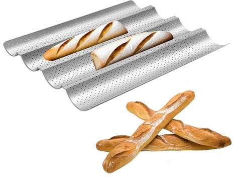 Tewzafiya Stampo per Pane | Stampo Antiaderente Con 4 Scanalature Forate - per Pane Francese per Cottura,per Sandwich Fatto in Casa Toast Impasto per Dolci Forno Cucina Pasticceria Ristorante