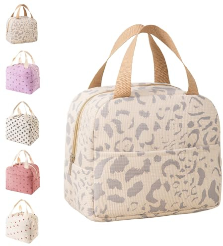 Lunch Bags for Women Men,Beige Large Capacity Corduroy Insulated Lunch Bag for Girls Women,Leak Proof Cooler Bag with Handle for Kids Girls Boys Adults Work School Picnic Travel Beach Lunchboxes