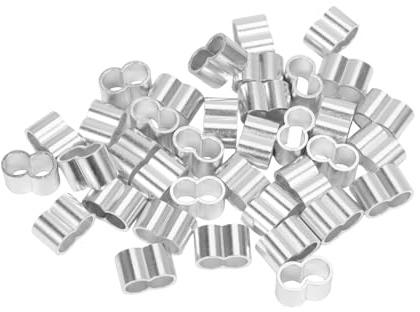 50 Pezzi Morsetti per Cavo in Alluminio 8mm, con Manicotti di Serratura e Anelli per Corda in Gomma, per Doppi Manicotti e Fermagli, per Viaggi, Riparazioni, Ristrutturazione (8mm*50)