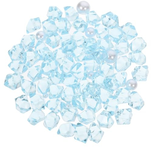 BAZEITFLOW Galets Décoratifs pour Aquarium en Résine Transparente, Pierres de Cristal Nacré Bleues 40g, Gravier D'aquarium Coloré pour Décor Naturel et Habitat Confortable des Poissons