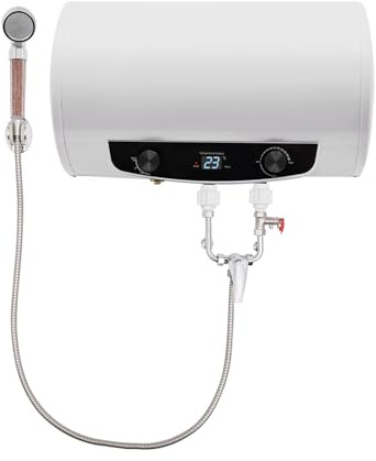 durchlauferhitzer boiler 35l | elektrischer warmwasserboiler 35l 25–75 °C | LED-bildschirm | 220V 2000W 0.7MPa IPX4 | geeignet für küche, bad und wohnmobil | horizontal zylindrisch