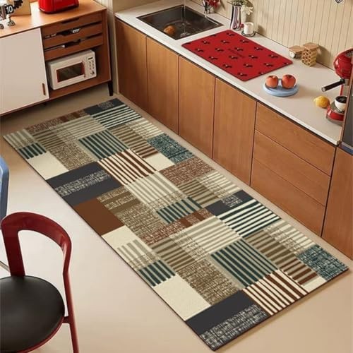 Alfombra Cocina 50X80Cm Verde Grisáceo Alfombra Vinilica Cocina Cuero,Modernas Lavable Antideslizante Anti Fatiga para Pasillo, Comedor,Hogar Alfombrilla Cocina