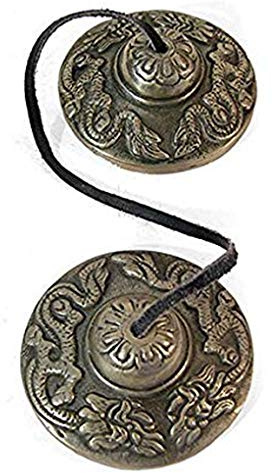 BEAUTIFUL TIBETAN BUDDHIST HEART CHAKRA TINGSHA CYMBALS REIK,I SPACE CLEARING.