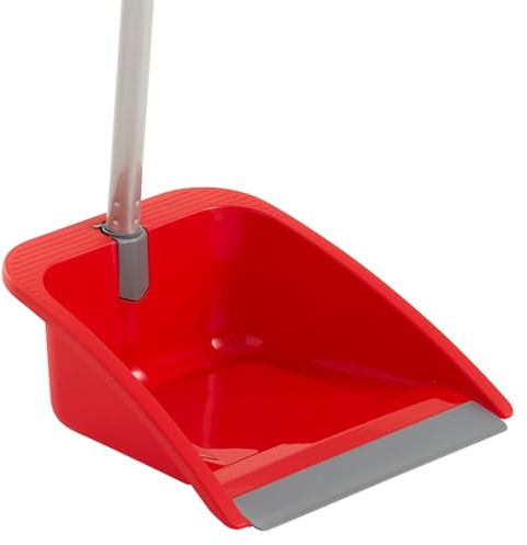 MAYA Recogedor Flex Plegable. Ideal para Espacios Pequeños. Diseño Compacto y Colgable. Pala de Polipropileno con Regleta de Goma. 26x25x86 cm (Rojo)