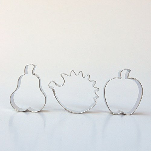 3er-Set Ausstecher Herbst - Spülmaschinengeeignet Ausstechformen Apfel, Birne und Igel - Zum Backen von Plätzchen und Basteln mit Salzteig - BekkiB 7733