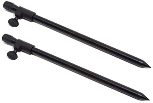 Phoxinus Banksticks zum Angeln 2 Stück Schwarz leicht verstellbar von 30 bis 50 cm. Geeignet für Rutenauflagen Butt Rests Backrests Buzzer Bars Zubehör Ausrüstung für Karpfen und Friedfischangeln