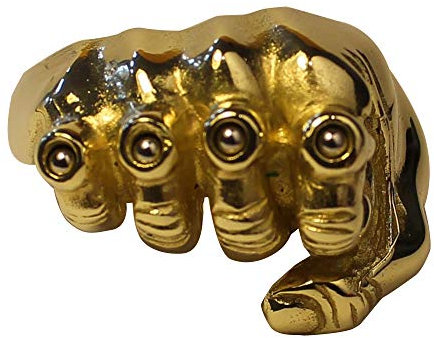 Men's Polished Fist & Knuckle Duster Ball Bearing Ring in Jewellers Bronze Dipped in 9ct Gold 20.5g Any Size