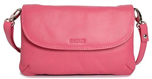 SADDLER Audrey Clutch y Bolso Cruzado de Piel Nappa con 2 Secciones - Fucsia