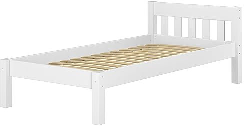 Erst-Holz®Futonbett Einzelbett 100x200 Massivholzbett Kiefer weiß Bettrahmen mit Rollrost 60.38-10WFL