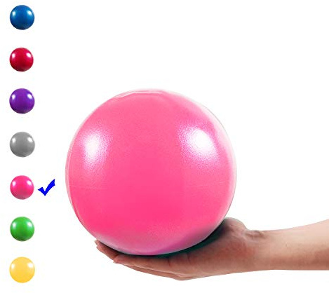 Vaupan Mini palla da ginnastica da 20 cm con cannuccia gonfiabile per yoga, pilates, stabilità, barra, fisioterapia, stretching e allenamento al centro, migliora l'equilibrio, la forza (rosa)