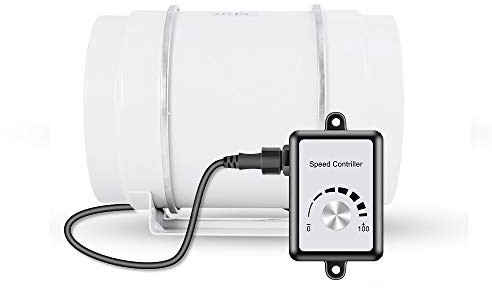 Hon&Guan 8 inch Ventola Aspirazione 200 mm con controllo della velocità variabile, aspiratore per bagno, tenda di crescita, idrocoltura bianco