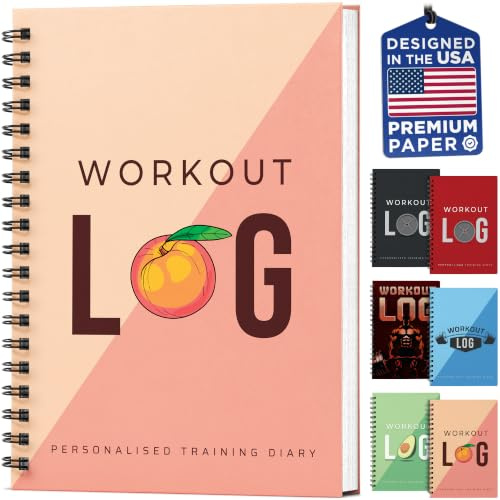 Workout Planner for Daily Fitness Tracking & Goals Setting - A5 Size, 6” x 8”, Peachy Pink - Improved Thicker Cover - Men & Women Personal Home & Gym Training Diary - Log Book - by Workout Log Gym