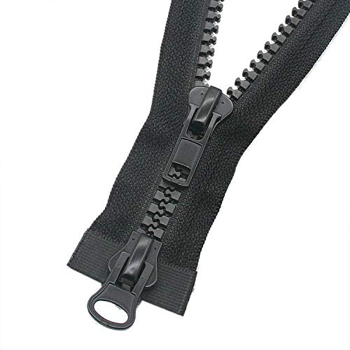 Leekayer #10 34 Inch Slider Two Way Separating Plastic Zippers for Coat, Parka, Down Jacket - Heavy Duty Resin - 34 (86.36 cm Bulk)