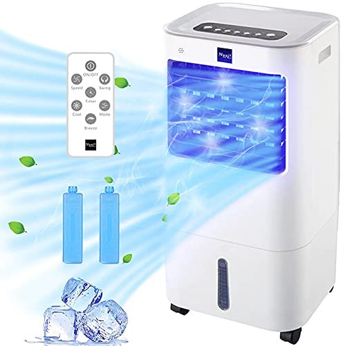 Nyxi 15L Air Cooler Fan & Air Purifier Portable High Cooling Evaporative Cooler with Remote Control and LED Display, 3 Fan Speeds with Oscillation Function, Purifier, for Home and Office Use, White