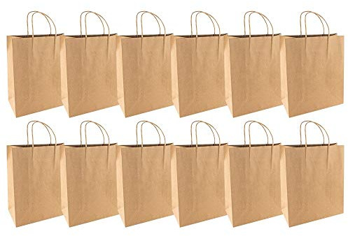Ideen mit Herz Kraftpapier-Taschen mit Henkel | Extra stark: 170 g/m² | Kleine Geschenktüten | Papiertüten | Geschenktaschen für Hochzeit, Geburtstag (25,4 x 30,5 x 12,7 cm | 12 Stück)