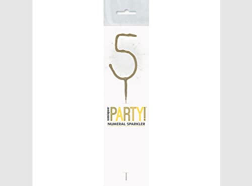 Gold Glitz Party Sparkler Number 5 (17cm) - Perfect for Birthday, Anniversary & Memorable Celebrations - 1 Pc