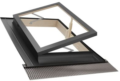 Emica - Lucernario apertura Libro in Alluminio | Linea Best Doppia Vetrata | Interno Legno Abete | Ideale per uscita sul Tetto | Finestra da tetto (78x78 Base x Altezza)