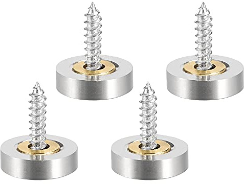 20er Set Spiegel Schrauben mit Kappen | 16mm Zierschrauben mit Abdeckkappe | Kupfer Spiegelnägel [Farbe - silber] - Spiegelkappe | Badezimmer Dekorativ Schrauben | Befestigungsschrauben für Spiegel