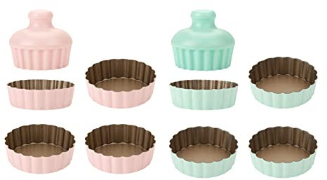 Ensemble de 10 moules à tarte CANDeal, 8 moules à quiche avec tasseur à tarte 2PCS, base amovible, ensemble de moules à tarte aux ?ufs antiadhésifs, mini moules à tarte ronds