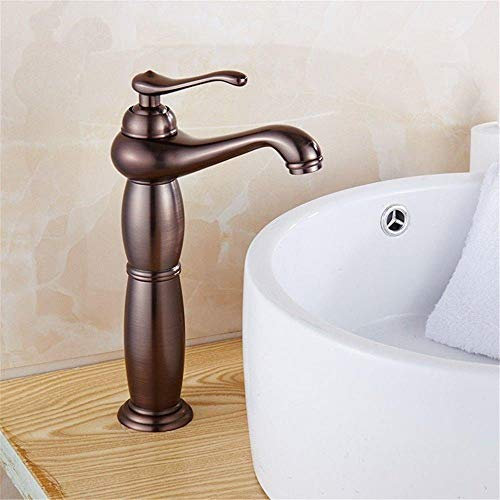 Wasserhahn Edelstahl Messing Chrom Badarmaturen Küchenarmatur ORB Craft Braun Patina Vintage Messing Ein Griff Ein Loch Keramikventil Warm- und Kaltwasser Badezimmer-Waschtischarmatur marriage