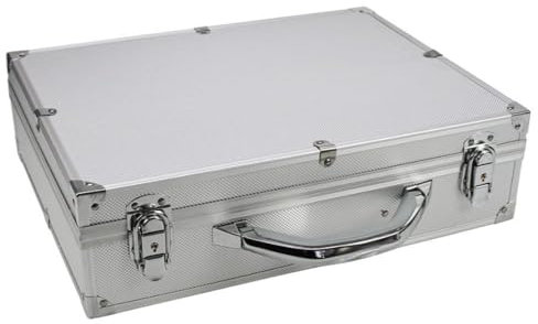 SAFE 301 Slab-Koffer für 100 Slabs mit metallverstärkten Ecken und Kanten | Praktischer Tragegriff | 400 x 315 x 110 mm I Maße pro Fach: Breite max. 64 mm/Höhe max. 85 mm/Tiefe max. 8 mm