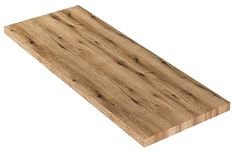 Mensola sospesa per lavabo d’appoggio 120 cm in Legno Rovere Naturale H 3,8 cm, in Diverse Misure e Finiture, Linea