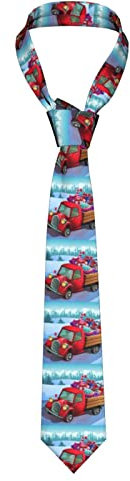 SJOAOAA Herren Krawatten Rot Auto Weihnachten LKW Herren Krawatten Neuheit Skinny Tie Für Business Party Hochzeit Anzug, Schwarz , Einheitsgröße