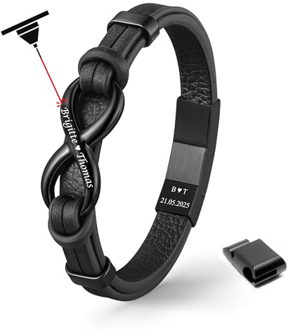 UNIQAL | Personaliesiertes Lederarmband mit Gravur SHAPE Herren Damen | Leather Bracelet mens | Magnetverschluss | handgemacht in Germany