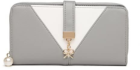 Miss Lulu Portefeuille Femme Long Clapet en PU,12 Emplacements pour Cartes,Motifs Secrets élégants,Idéal pour Shopping,Travail,Voyage et Sorties Quotidianes