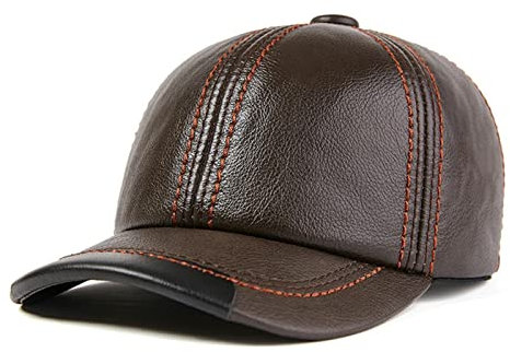 Lederhüte für Herren und Damen Baseballmütze Männer Echtes Leder Sna-Pack Männlich Hi-Gh Qua-legs Braun Schwarzer Herbst Winter Herrenhüte und Kappen Warmes und süßes Geschenk ( Color : Dark brown , S