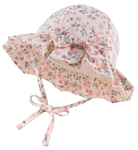 XIAOHAWANG Sommerhut Baby Mädchen UV Schutz Sonnenhut Mütze Baby Sommer Mützen Baumwolle Mit Schleife und Bindebändern