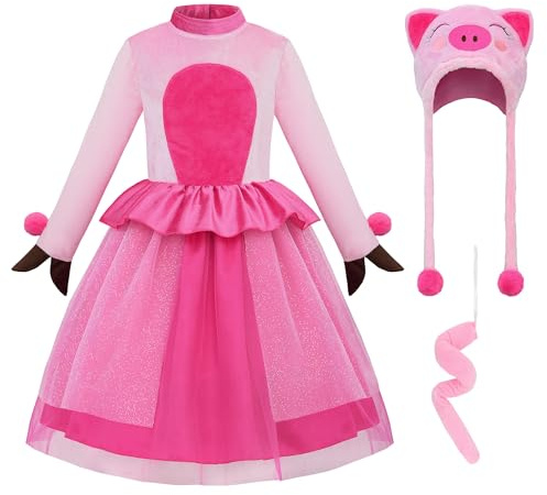 ReliBeauty Schwein Kostüm Kinder Faschingskostüme Schweinchen mit Schweineohren Schwanz